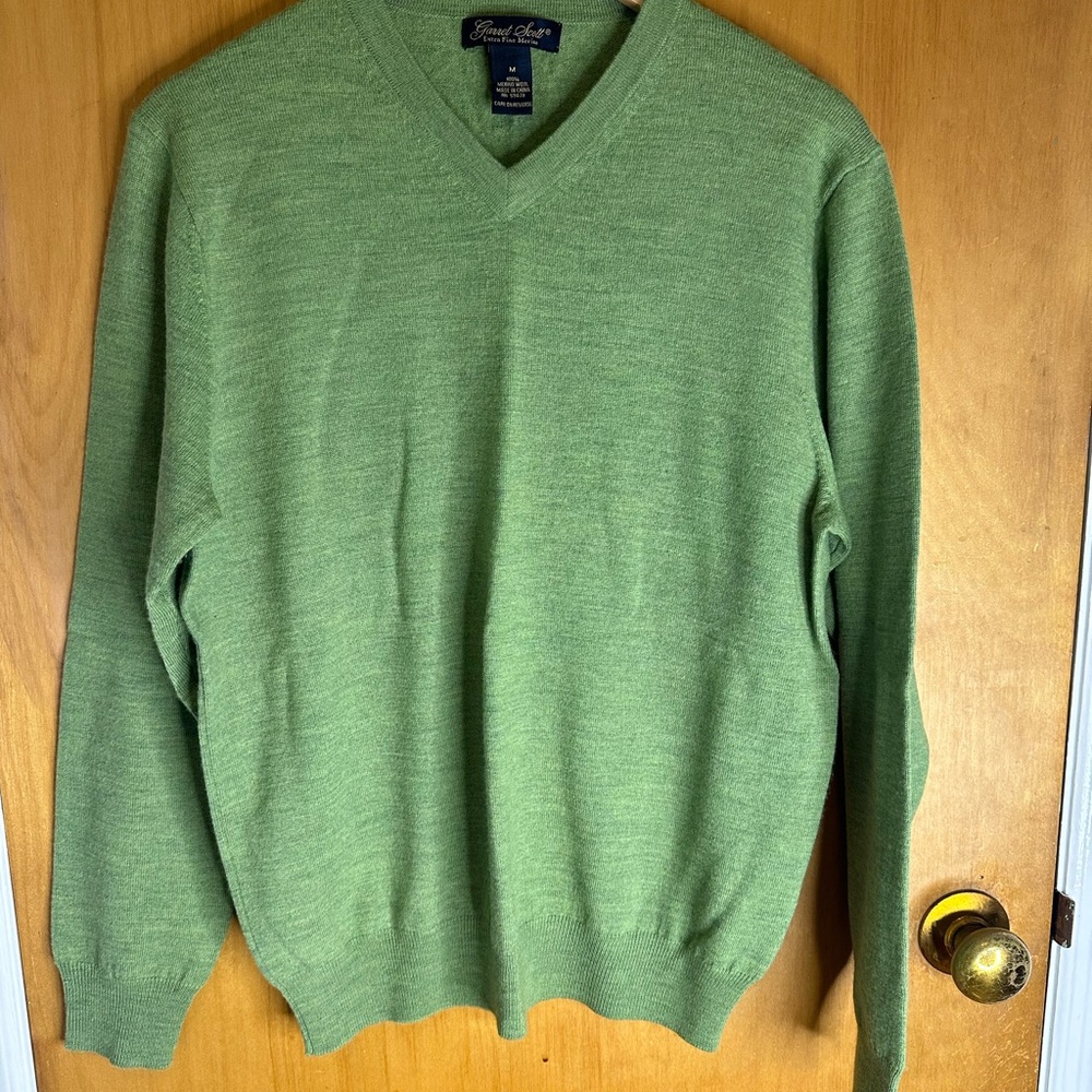 Men's Green V-Neck Garret Scott Sweater